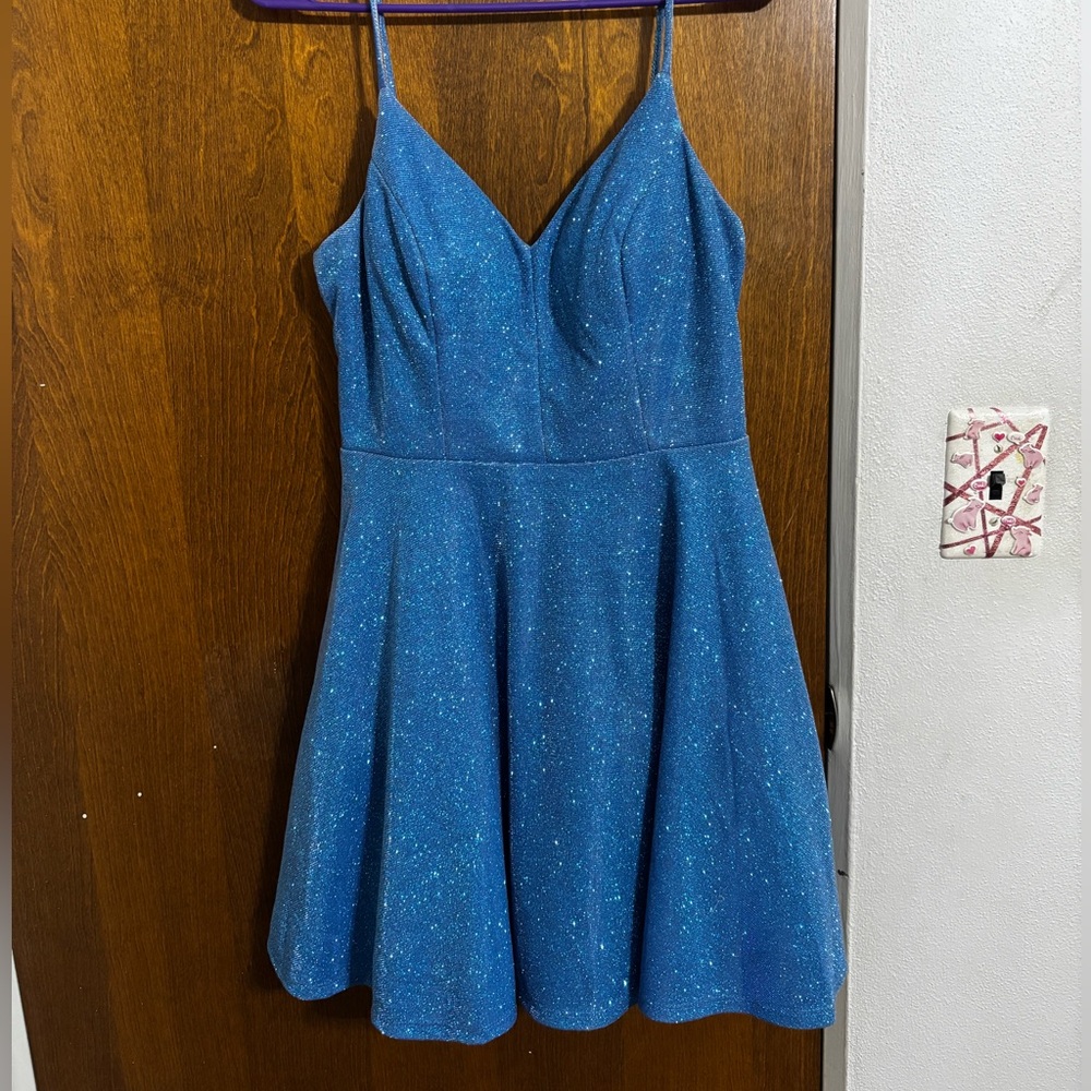 City Studio Sparkly Blue Formal Dress